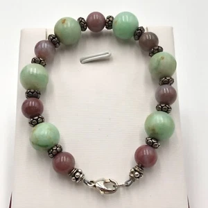 STERLING SILVER 925 QUARTZ GEMSTONE BEADED 7.25" BRACELET 28.5g - Picture 1 of 8