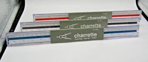 NEW Set of 3 Charrette Architect Drawing Ruler No2607 - 605 - 2607 in Case Japan - Picture 1 of 4