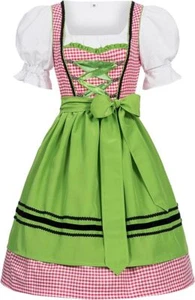 Dirndl Set 3 tlg. kariert Trachtenkleid Herzausschnitt Dirndlschürze Grün Gr.34 - Bild 1 von 4