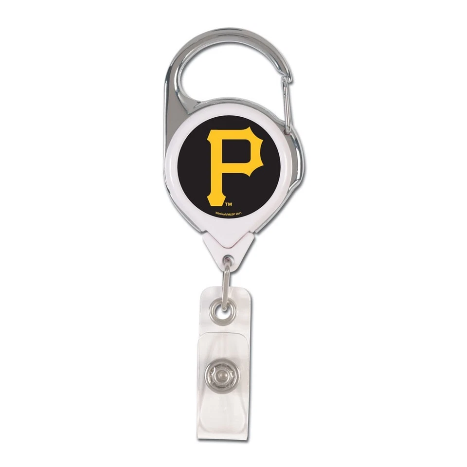 PITTSBURGH PIRATES PREMIUM METAL RETRACTABLE ID BADGE HOLDER KEY CHAIN WINCRAFT - Image 1 of 1