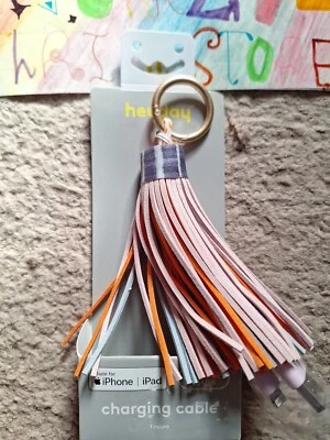 Heyday with Aliyah Salmon 12" LTNG to USB-A Tassel Keychain Cable fits iPhone - Image 1 of 4