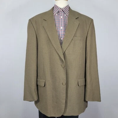 Alexander Lloyd 男式运动外套西装外套双纽扣棕色涤纶人造丝 52L 码 — 第 1/4 张图片