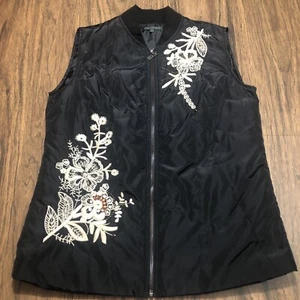 For Cynthia Lightweight Full Zip Vest Floral Embroidery Jewels Flowers Small - Picture 1 of 10