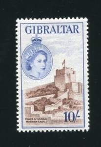 Gibraltar 144 Moorish Castle Ten Schilling Stamp Mint Hinged 1953 - Picture 1 of 5