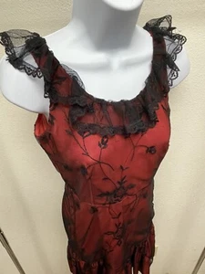 Jill Stuart Red & Floral Embroidered Lace Sleeveless Ruffled Mini Dress - Picture 1 of 9