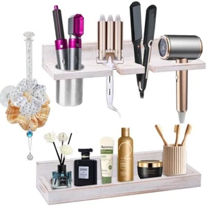 Hair Tool Organizer Wall Mount Holder Set Of 2 Layer Rustic Blow Dryer Holder Ha - Picture 1 of 8