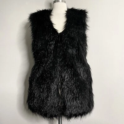 Chaleco Halston Heritage Vintage Para Mujer Piel Sintética Lujo Forrado de Seda Negro Talla 4 Foto 1 de 4