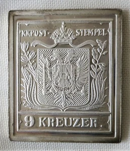 Sello de plata: Austria 9 Kreuzer en tarjeta para coleccionistas. CoA - Imagen 1 de 3