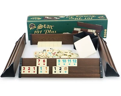 Star Holz Optik Rummy Set OKEY mit Melamin Steine Plastik OKEY TAKIMI - Bild 1 von 4