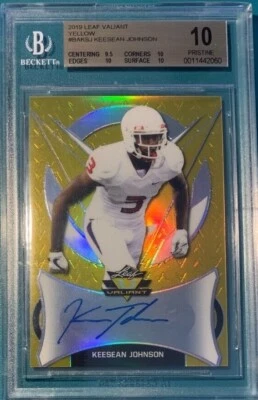 2019 Leaf Valiant Yellow #BAK-SJ Keesean Johnson 3/10 Autograph BGS 10 Pristine - Image 1 of 4