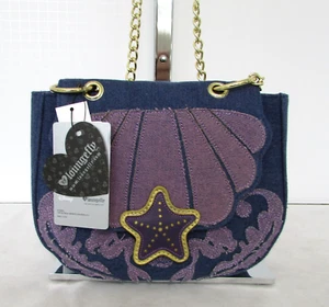 Disney Loungefly Little Mermaid Ariel Denim Saddle Bag Purse Heart Logo NWT - Picture 1 of 11