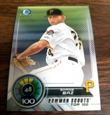 SHANE BAZ 2018 BOWMAN CHROME CARD BTP-48 PITTSBURGH PIRATES (ROOKIE INSERT) - Image 1 of 2