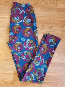 Leggings LuLaRoe OS Pixelated stile Disney rose rosso arancione/oro taglia profonda 2-10 - Foto 1 di 5