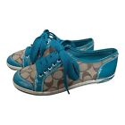Coach Brodi Khaki Teal Blue Signature Patent Leather Jacquard Women Shoes 7.5 M