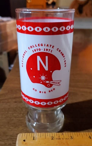 Vintage Nebraska Cornhuskers Football 1970 71 National Champions Drinking Glass Cover