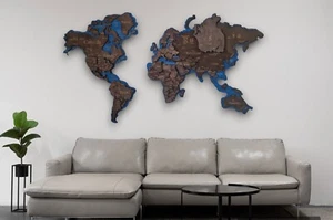 3D wooden map with the names of countries+ exclusive box. - Picture 1 of 9
