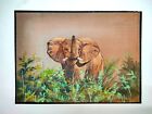 Hand Painted Miniature Painting Elephant on Silk Art Natural Colors Decor  i172