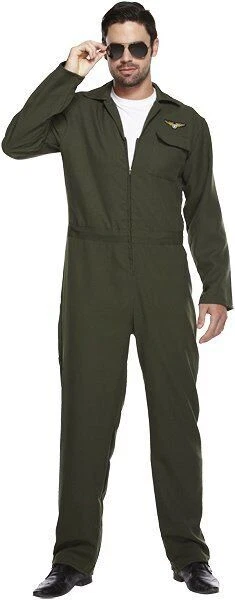 Traje de Vuelo para Hombres Top Aviador Disfraz Pistola Piloto de Vuelo Uniforme Elegante Vestido Años 80 Foto 1 de 1