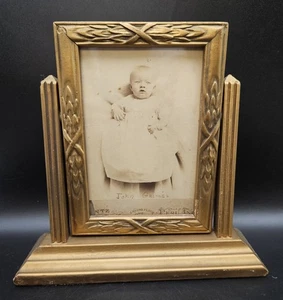 Antique Swing Table Top Frame Holds 5.9"×3.9" Photo Baby Boy - Picture 1 of 11