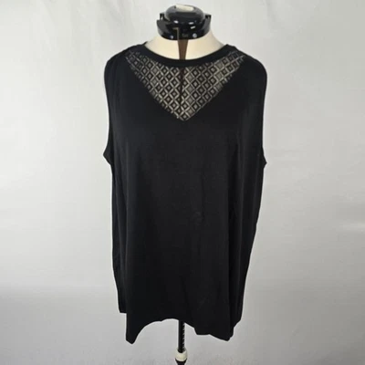 Blusa Bloomchic Para Mujer 3X Negra Sin Mangas Redonda Patrón Geométrico Cuello Nueva Con Etiquetas Foto 1 de 4