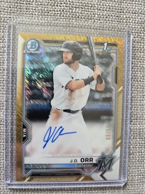 J.D. Orr 2021 Bowman Chrome 1st Bowman Auto Gold /50 #CPA-J0 - Image 1 of 2