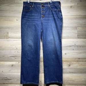 J Crew Jeans Full Length Wide Leg Button Fly Women’s 32 W37 L30 Blue High Rise - Picture 1 of 8