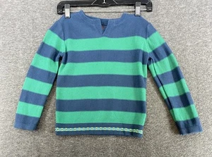 Tea Striped Floral Knit Sweater Girth Youth Size Medium (6-7) Green Blue Floral - Picture 1 of 9