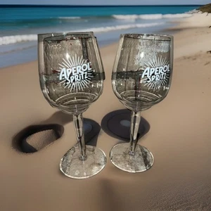 Aperol Spritz Acrylic Glasses. (set Of 2) New. 9 Inch Tall - Picture 1 of 3
