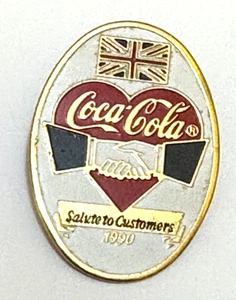 Coca Cola SALUTE TO CUSTOMERS 1990 UK Metal Enamel Lapel Pin Badge - Picture 1 of 3