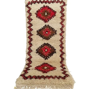 Vintage Moroccan Berber Azilal Pink Rug 2'6"x 6' Geometric Carpet Wool Tribal - Picture 1 of 23
