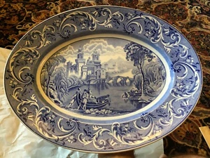 Vintage Ridgway Venice Blue Transferware Platter 14.25” Made In England - Picture 1 of 6
