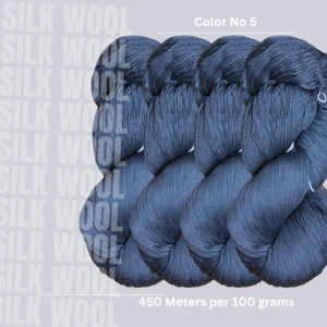 3 x 100 Grams Hank of Silk(45.4%) Wool(54.6%) Yarn - Fingering Weight Yarn - 05 - Picture 1 of 1