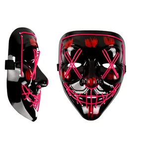 3 Modes Halloween LED Glow Mask EL Wire Light Up The Purge Movie Costume Party - Picture 1 of 37