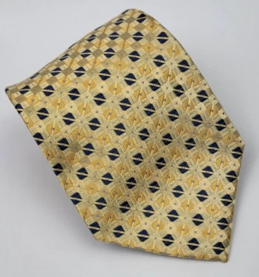 Jones Нью-Йорк шелковый галстук золото желтый синий геометрический мужчин галстук 57,5 x 3,5/8 - Изображение 1 из 4