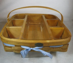 Cesta tejida Peterboro Basket Co 7 secciones forro de plástico hecha en EE. UU. 13x14 - Imagen 1 de 8
