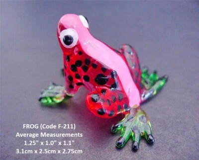 Beautiful Miniature GLASS FROG TOAD Curio Glass Ornament Red Glass Animal Figure - Image 1 of 4
