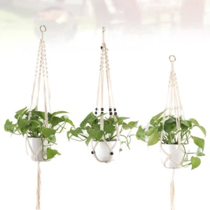 3 Pcs Flower Pot Mesh Hanging Basket Macrame Hanger Plant Net Bag Flowerpot - Picture 1 of 11