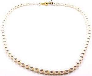COLLANA, CHIUSURA SFERA SFACCETTATA ORO GIALLO 18K, PERLE BIANCHE 6-6.5 MM - Foto 1 di 8