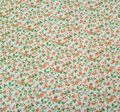 Quilter's Calicos BTY Marshall Dry Goods Floral Flowers Orange Green on White - Image 1 of 3