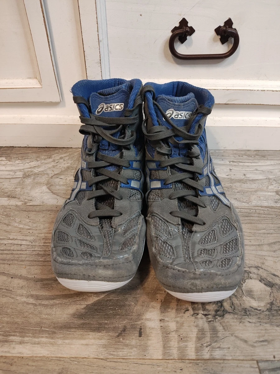 Asics Split Second Wrestling Shoes Mens 12 Blue Gray High Top
