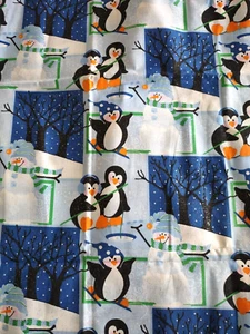 Penguin Winter Snowman Fabric Tradtitions Patty Reed 21 1/2" x 44" From 2010 - Picture 1 of 6