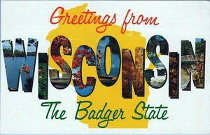 Wisconsin The Badger State Greetings Postcard S10093 Unposted - Picture 1 of 2
