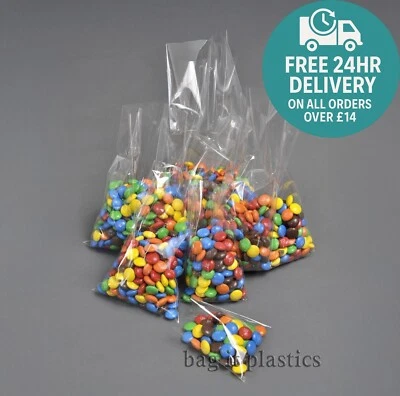 CELLOPHANE SWEET BAGS CRYSTAL CLEAR CELLO CANDY  DISPLAY LOLLIPOP BAG FOOD SAFE - Image 1 of 4