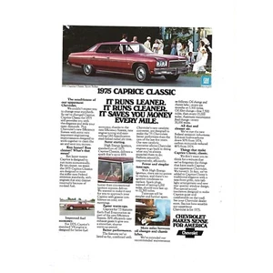 1975 Caprice Classic Chevrolet Sedan 1970s Vintage Print Ad 9 inch - Picture 1 of 4