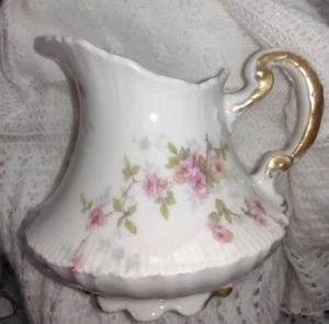 Theodore Haviland Limoges Small Creamer - Pink Roses Gold Gilded Vintage VGC - Picture 1 of 6