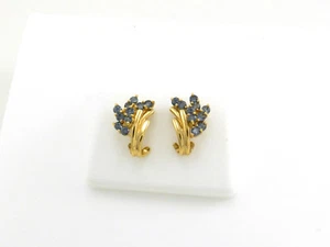 BEAUTIFUL 1.6 CWT  BLUE SAPPHIRE 14K YELLOW GOLD EARRINGS NIB # 403 - Picture 1 of 3