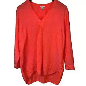 Love Linen X-large SHIRT L.L. Bean Tunic High Low Top 100% Pure XL Long Sleeve - Picture 1 of 9