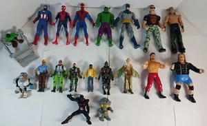Action Figure Lot 18 Figures + Accessories DC Marvel Mattel Hasbro WWF - Picture 1 of 21