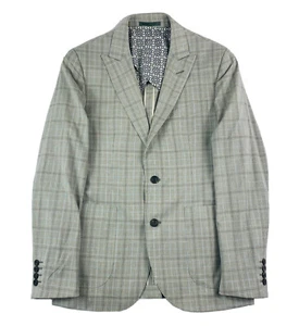 Hardy Amies Gray Blue Checked Pure Wool Portugal Mens Blazer Size 38R NWT - Picture 1 of 6