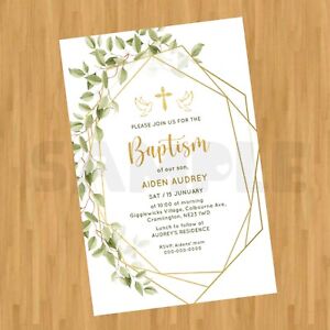 Baptism Rustic Digital Invitation Card Printable Invite Template Evite